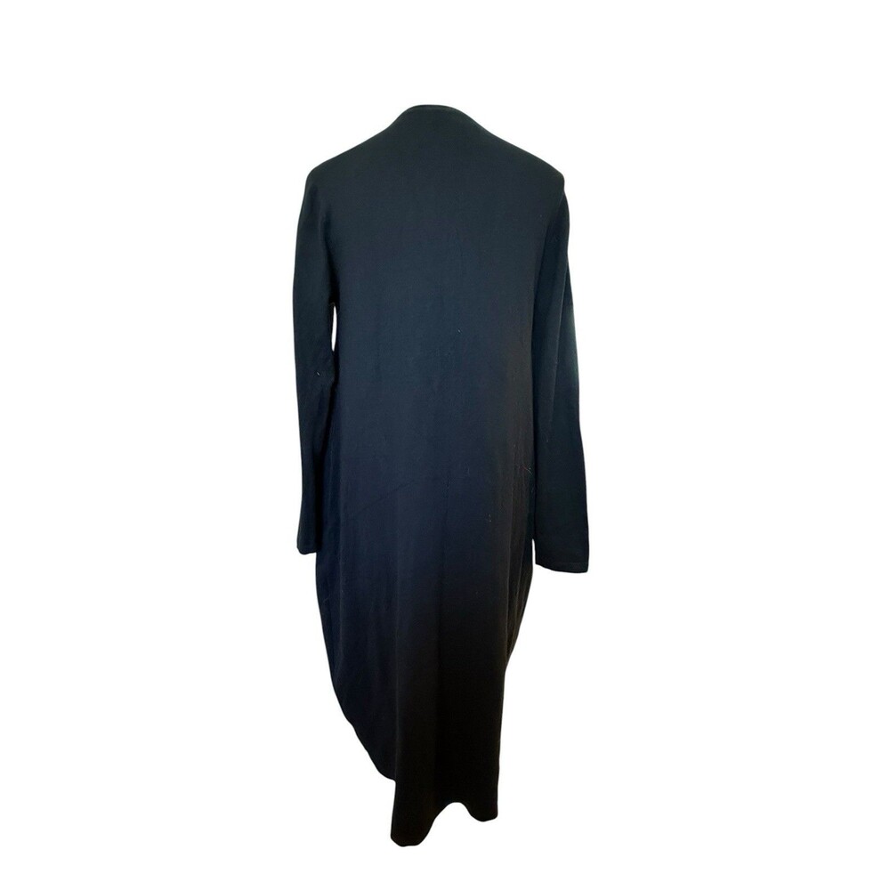 Meo Meli Black Cocoon Pocket Dress One Size Asymmetrical Hem Long Sleeve Boho - Picture 4 of 9